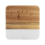 Two Snowmen, Marble Wood Coaster (Square)