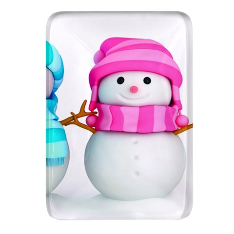 Two Snowmen, Rectangular Glass Fridge Magnet (4 pack) from ArtsNow.com Front