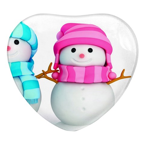 Two Snowmen, Heart Glass Fridge Magnet (4 pack) from ArtsNow.com Front