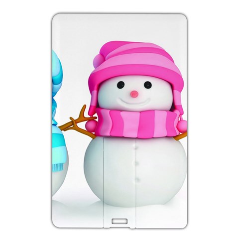 Two Snowmen, Name Card Style USB Flash Drive from ArtsNow.com Front