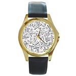 Embrace The Magic Inspirational Phrase Pattern Round Gold Metal Watch