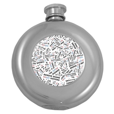 Embrace The Magic Inspirational Phrase Pattern Round Hip Flask (5 oz) from ArtsNow.com Front