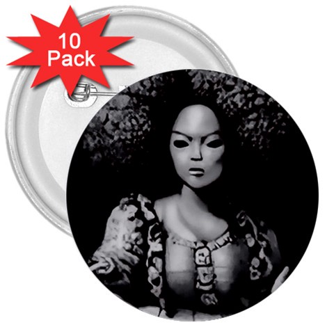 Vintage afro style doll illustration (IA&Human) 3  Buttons (10 pack)  from ArtsNow.com Front