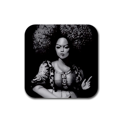 Vintage afro style doll illustration (IA&Human) Rubber Square Coaster (4 pack) from ArtsNow.com Front