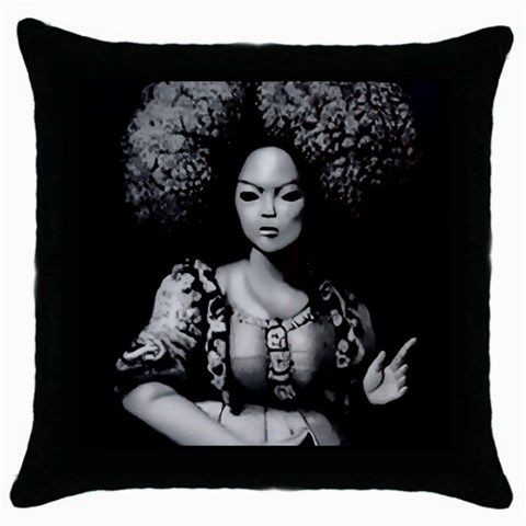 Vintage afro style doll illustration (IA&Human) Throw Pillow Case (Black) from ArtsNow.com Front