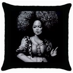 Vintage afro style doll illustration (IA&Human) Throw Pillow Case (Black)