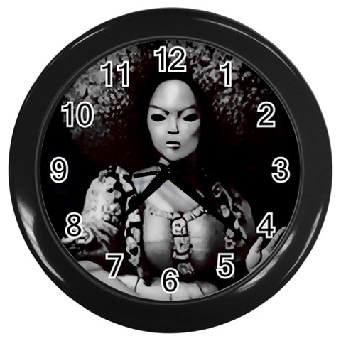 Vintage afro style doll illustration (IA&Human) Wall Clock (Black) from ArtsNow.com Front