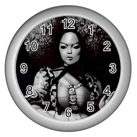 Vintage afro style doll illustration (IA&Human) Wall Clock (Silver) from ArtsNow.com Front