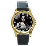 Vintage afro style doll illustration (IA&Human) Round Gold Metal Watch