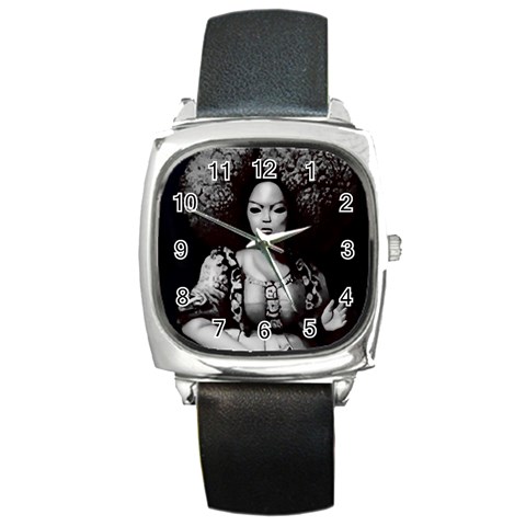 Vintage afro style doll illustration (IA&Human) Square Metal Watch from ArtsNow.com Front