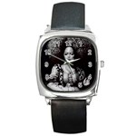 Vintage afro style doll illustration (IA&Human) Square Metal Watch