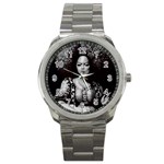 Vintage afro style doll illustration (IA&Human) Sport Metal Watch