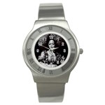 Vintage afro style doll illustration (IA&Human) Stainless Steel Watch