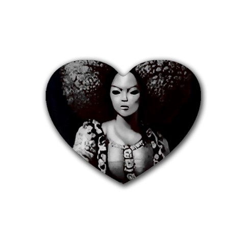 Vintage afro style doll illustration (IA&Human) Rubber Coaster (Heart) from ArtsNow.com Front