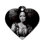 Vintage afro style doll illustration (IA&Human) Dog Tag Heart (Two Sides)