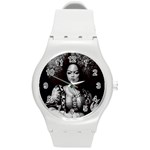 Vintage afro style doll illustration (IA&Human) Round Plastic Sport Watch (M)