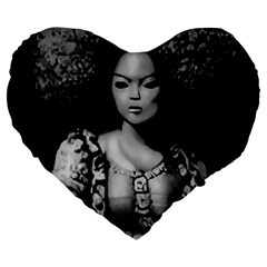 Vintage afro style doll illustration (IA&Human) Large 19  Premium Heart Shape Cushions from ArtsNow.com Front