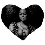 Vintage afro style doll illustration (IA&Human) Large 19  Premium Heart Shape Cushions