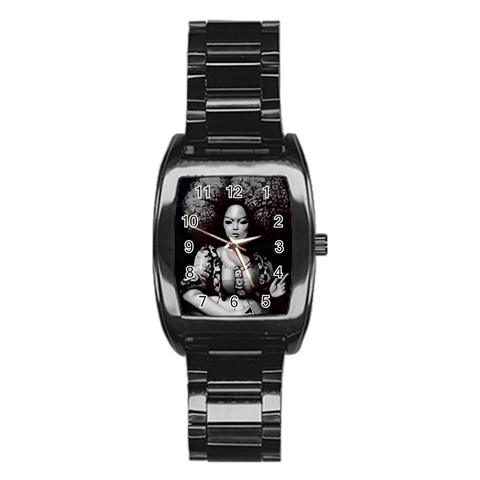 Vintage afro style doll illustration (IA&Human) Stainless Steel Barrel Watch from ArtsNow.com Front