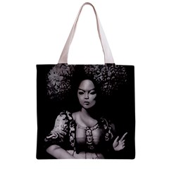 Vintage afro style doll illustration (IA&Human) Zipper Grocery Tote Bag from ArtsNow.com Back