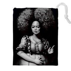 Vintage afro style doll illustration (IA&Human) Drawstring Pouch (4XL) from ArtsNow.com Front