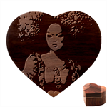 Vintage afro style doll illustration (IA&Human) Heart Wood Jewelry Box