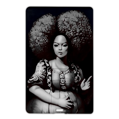 Vintage afro style doll illustration (IA&Human) Name Card Style USB Flash Drive from ArtsNow.com Front