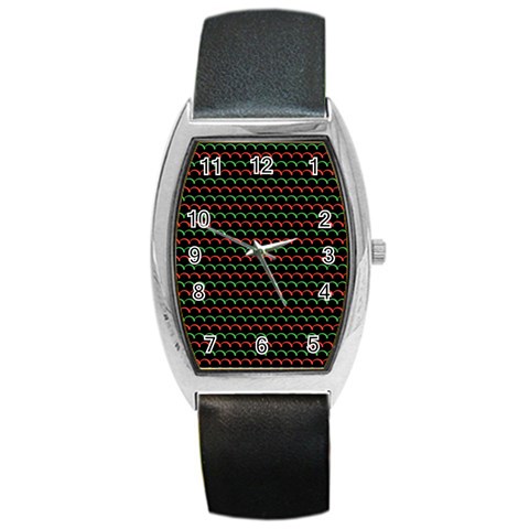 Geometric Abstract Pattern Line Barrel Style Metal Watch from ArtsNow.com Front