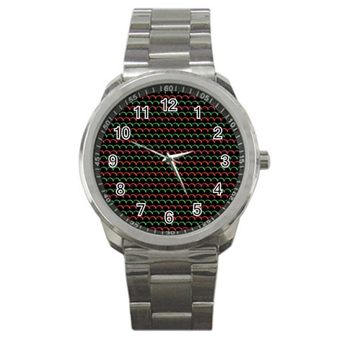 Geometric Abstract Pattern Line Sport Metal Watch from ArtsNow.com Front