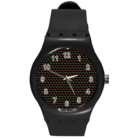 Geometric Abstract Pattern Line Round Plastic Sport Watch (M) from ArtsNow.com Front