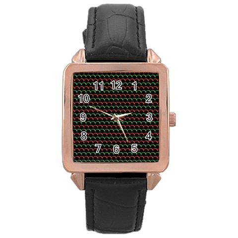 Geometric Abstract Pattern Line Rose Gold Leather Watch  from ArtsNow.com Front