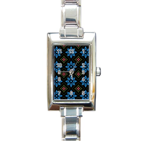 Flower Pattern Flora Floral Seamless Rectangle Italian Charm Watch from ArtsNow.com Front