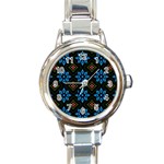 Flower Pattern Flora Floral Seamless Round Italian Charm Watch