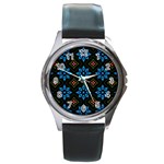 Flower Pattern Flora Floral Seamless Round Metal Watch