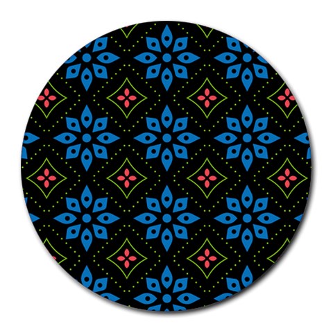 Flower Pattern Flora Floral Seamless Round Mousepad from ArtsNow.com Front