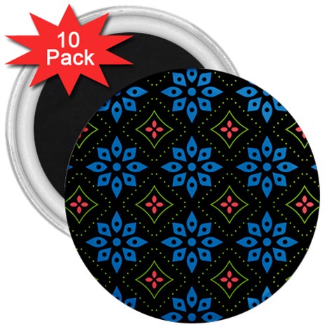 Flower Pattern Flora Floral Seamless 3  Magnets (10 pack)  from ArtsNow.com Front