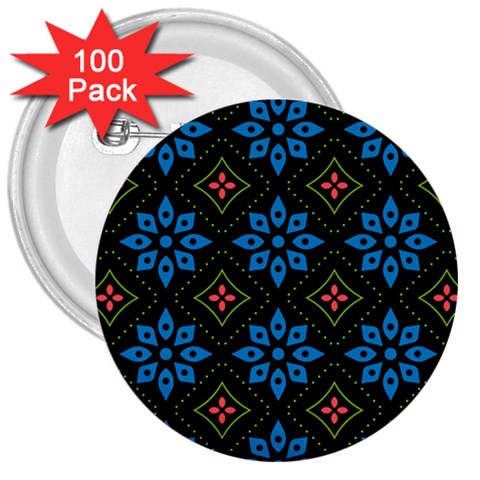 Flower Pattern Flora Floral Seamless 3  Buttons (100 pack)  from ArtsNow.com Front