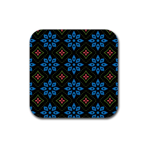 Flower Pattern Flora Floral Seamless Rubber Coaster (Square) from ArtsNow.com Front