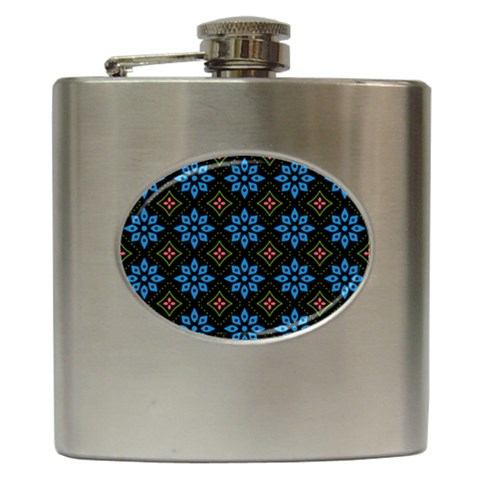 Flower Pattern Flora Floral Seamless Hip Flask (6 oz) from ArtsNow.com Front