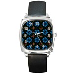 Flower Pattern Flora Floral Seamless Square Metal Watch