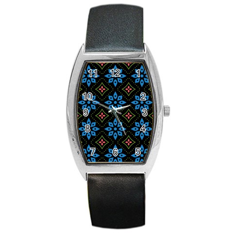 Flower Pattern Flora Floral Seamless Barrel Style Metal Watch from ArtsNow.com Front