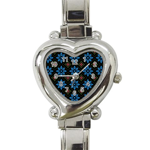 Flower Pattern Flora Floral Seamless Heart Italian Charm Watch from ArtsNow.com Front