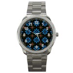 Flower Pattern Flora Floral Seamless Sport Metal Watch