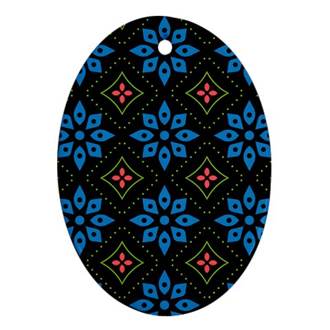 Flower Pattern Flora Floral Seamless Oval Ornament (Two Sides) from ArtsNow.com Front