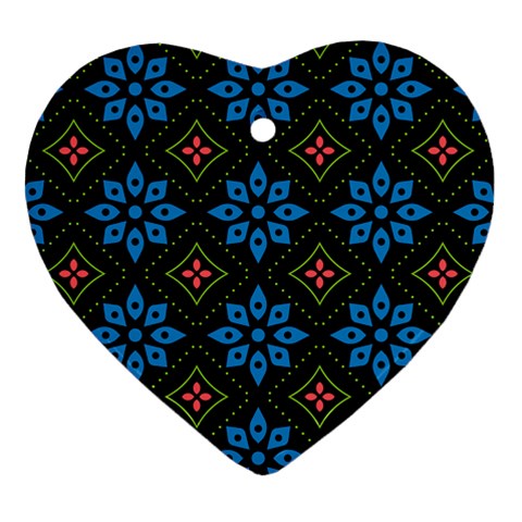 Flower Pattern Flora Floral Seamless Heart Ornament (Two Sides) from ArtsNow.com Back