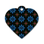 Flower Pattern Flora Floral Seamless Dog Tag Heart (One Side)