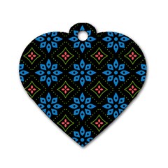 Flower Pattern Flora Floral Seamless Dog Tag Heart (Two Sides) from ArtsNow.com Back