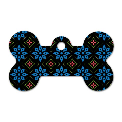 Flower Pattern Flora Floral Seamless Dog Tag Bone (One Side) from ArtsNow.com Front