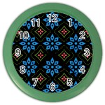 Flower Pattern Flora Floral Seamless Color Wall Clock