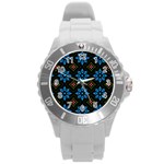 Flower Pattern Flora Floral Seamless Round Plastic Sport Watch (L)